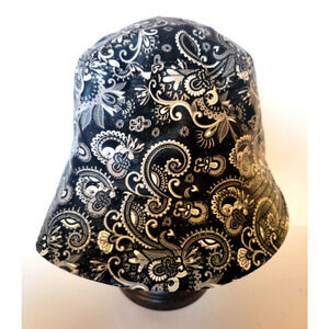Faux Leather Bucket Hat Blackl Paisley Print Bucket Hat Unisex